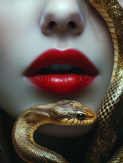 Seductive Lips Golden Snake by David Drake