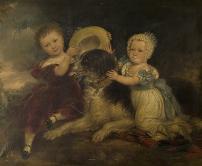 Arthur and Frances Hood, the Children of Sir Arthur Gregory of Styvechale Hall, and Nelson, 1838 by David Gee