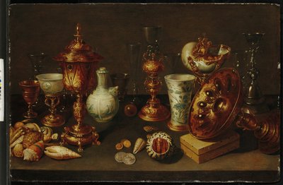 Still Life with Shells, with Nautilus, Vases, Glasses and Coral Branches by David II Ryckaert