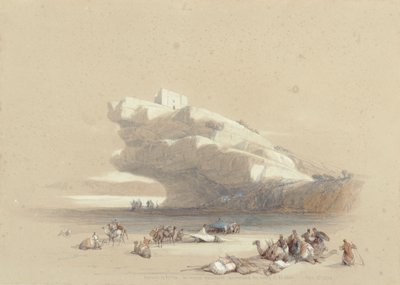 The Approach to Petra, Looking Up to an Ancient Watchtower by David Roberts