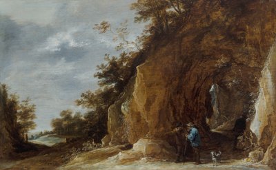 Peasants Resting on a Path in a Rocky Wooded Landscape by David Teniers the Younger