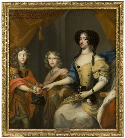 Anna Sofia, 1647-1717, Princess of Denmark, Electress of Saxony, her sons Johann Georg IV, 1668-1697, Elector of Saxony, Friedrich August I / August II the Strong, 1670-1733, Elector of Saxony, King of Poland by David von Krafft