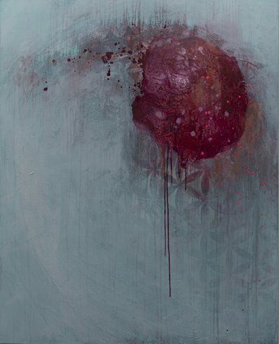 Deep Burgundy Abstract by Deb Chaney