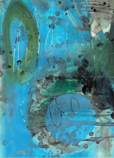 Fluid Blue Green Abstract by Deb Chaney
