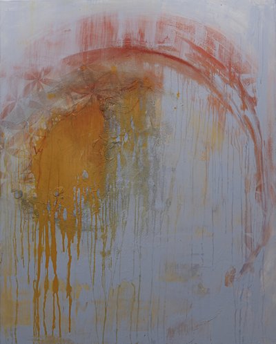 Golden Flowing Abstract by Deb Chaney