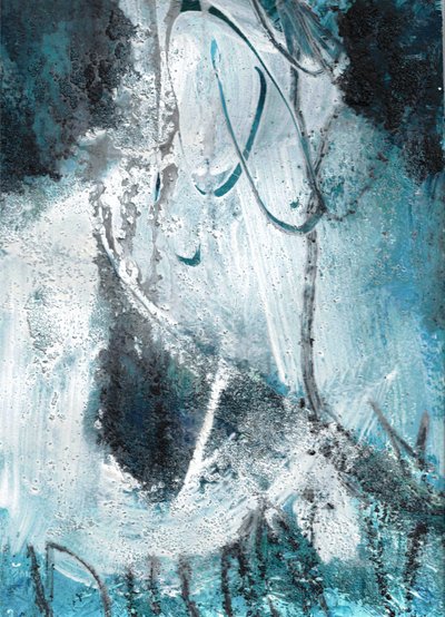 Misty Blue Abstract by Deb Chaney