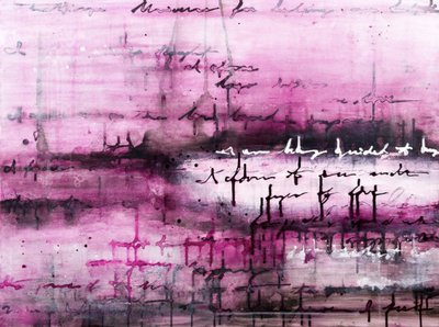 Pink Script Abstract by Deb Chaney