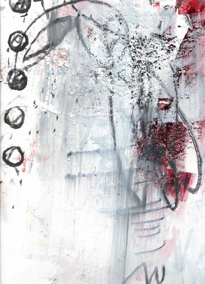 Red Black Abstract Grunge by Deb Chaney