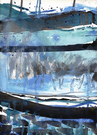 Winter Blue Landscape by Deb Chaney