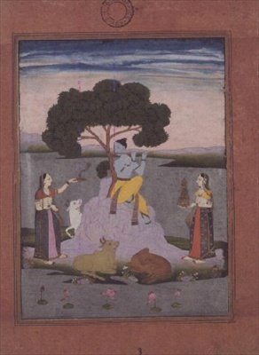 Krishna playing to two gopis, Hyderabad, c.1770 by Deccani School