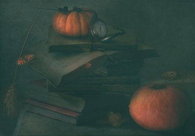 Moody Autumn Books Still Life by Delphine Devos