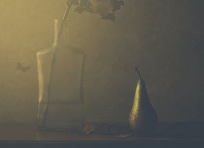 Moody Pear Still Life by Delphine Devos