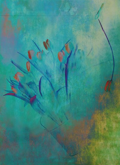 Serene Teal Tulips by Delphine Devos