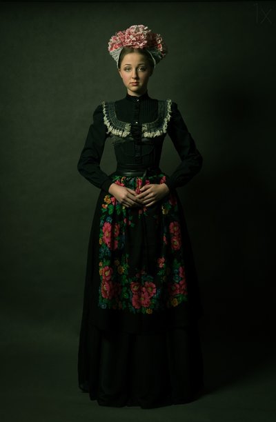 Young Woman Floral Folk by Denisa Justusová Šumcová