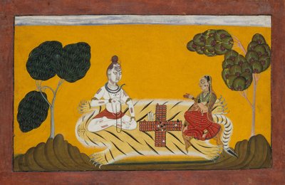 Shiva and Parvati Playing Chaupar: Folio from a Rasamanjari Series by Devidasa of Nurpur