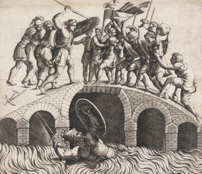 Horatius Cocles Saving Himself by Swimming by Diana Mantuana