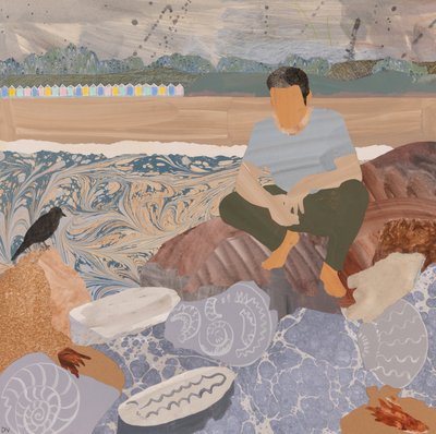 Beach huts & fossils by Dione Verulam