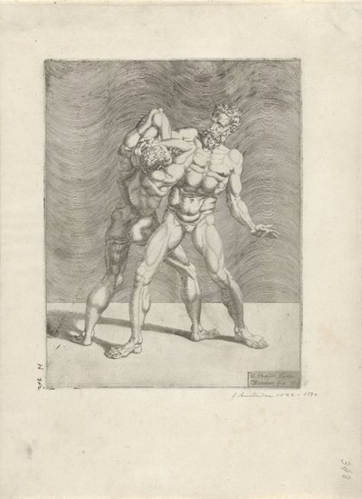 Two Wrestlers (Worstelaars) by Dirck Volckertsz. Coornhert