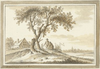 Landscape with Two Men Under a Tree by Dirk Kuipers