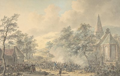 Battle Scene with Church at Right, ca. 1790-1800 by Dirk Langendijk
