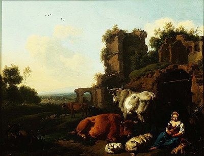 Landscape with Shepherdess by Dirk van Berghen