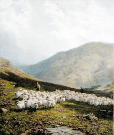 Shepherd and Sheep, Perthshire by Dixon Clark