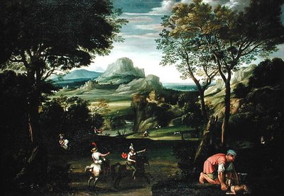 Landscape with Boats, or Landscape with Hunting Scene by Domenichino