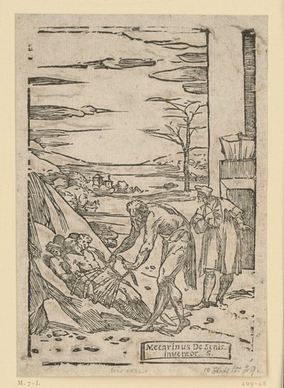 The Metals are Transported for Processing. Hephaestus (Vulcan) Brings the Metals Still Bundled on the Mountain to the Forge. From the Series "De re metallica". by Domenico Beccafumi