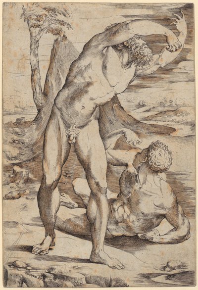 Two Naked Men in a Landscape by Domenico Beccafumi