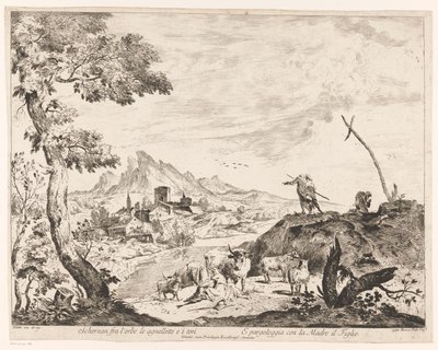 Landscape with Shepherds and Cattle by Domenico Bernardo Zilotti
