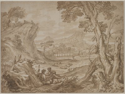 Landscape with Shepherds by Domenico I Piola