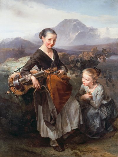 Woman Playing a Hurdy Gurdy by Domenico Induno
