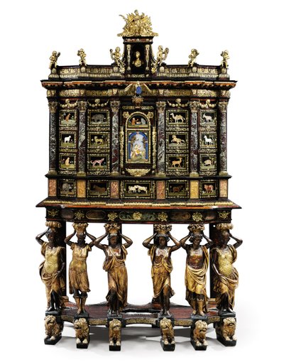 Louis XIV cabinet-on-stand by Domenico and Gobelins workshop (attr. to) Cucci