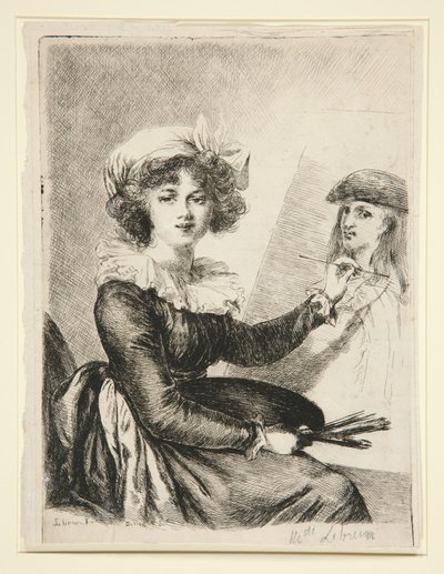 Louise-Elisabeth Vigée-Lebrun, (Mlle Lebrun), after, and in reverse to, the self-portrait of 1790 in the Uffizi by Dominique Vivant Denon