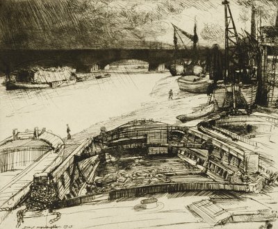 Wind and Rain on the Thames by Donald Shaw MacLaughlan