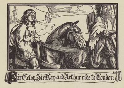 Sir Ector, Sir Kay and Arthur ride to London by Dora Curtis