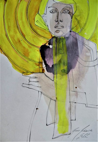 Abstract Woman Yellow by Doris Schmitz