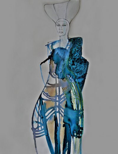 Blue Fashion Portrait by Doris Schmitz