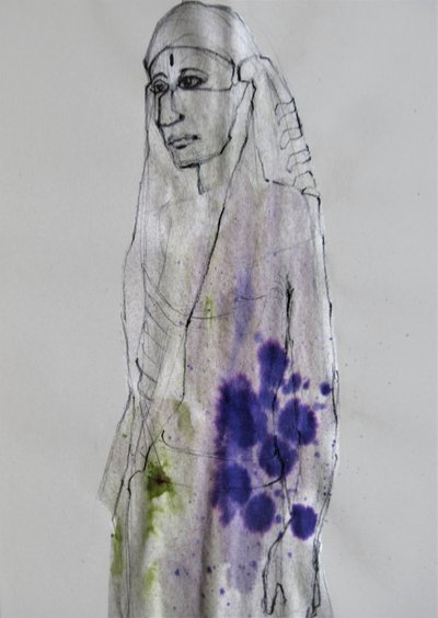 Colorful Ink Portrait by Doris Schmitz