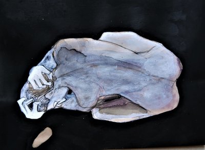 Contemplative Blue Figure by Doris Schmitz