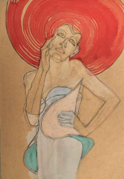 Elegant Red Hat Woman by Doris Schmitz
