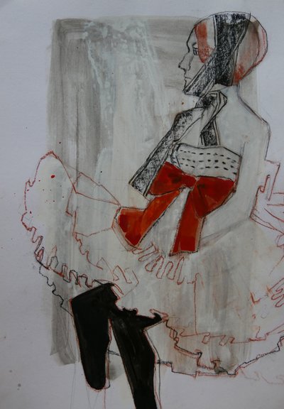 Elegant Woman Red Bow by Doris Schmitz