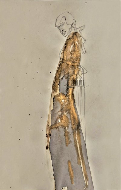Golden Flowing Figure by Doris Schmitz