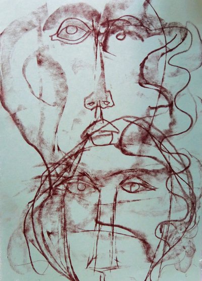 Intertwined Abstract Faces by Doris Schmitz