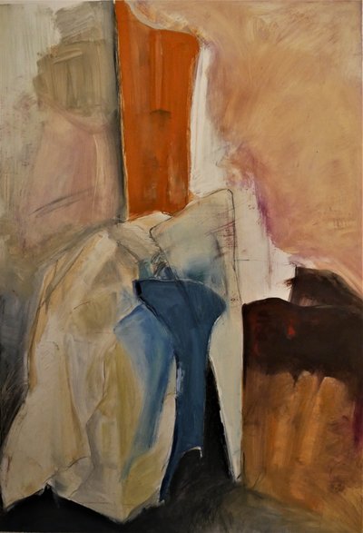 Orange Blue Abstract Forms by Doris Schmitz