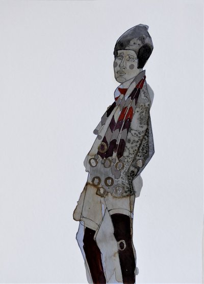 Pensive Boy With Scarf by Doris Schmitz