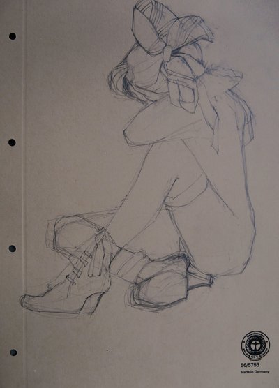 Pensive Girl Sketch by Doris Schmitz