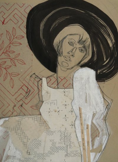 Pensive Woman Black Hat by Doris Schmitz