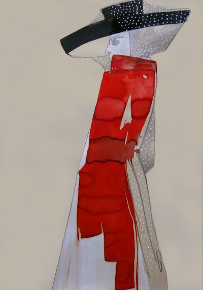 Red Hat Fashion Figure by Doris Schmitz
