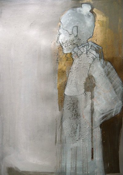 Serene Abstract Gold Figure by Doris Schmitz